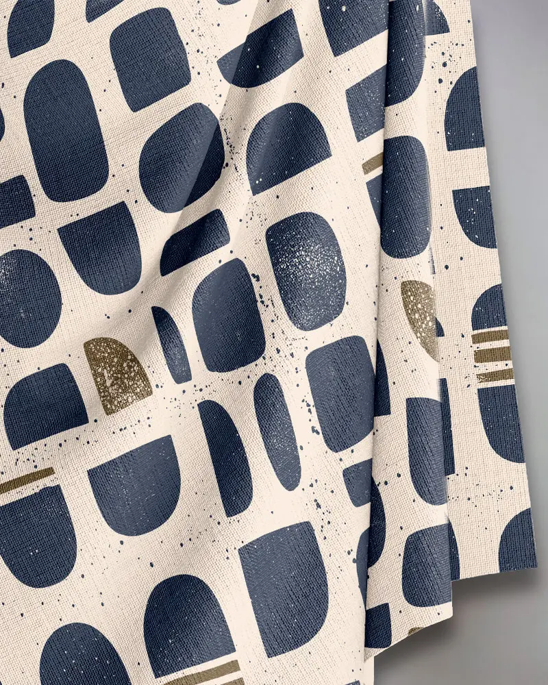 block print fabric blue and brown