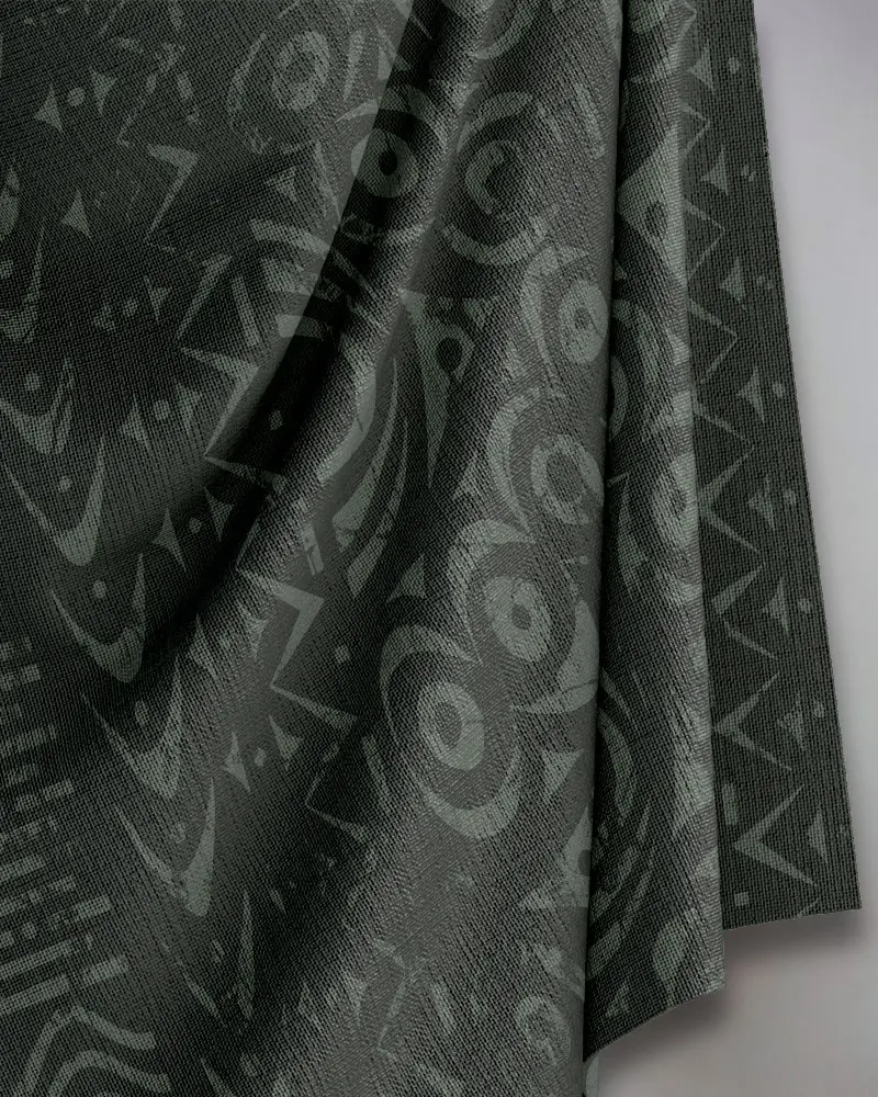 tribal hut olive fabric