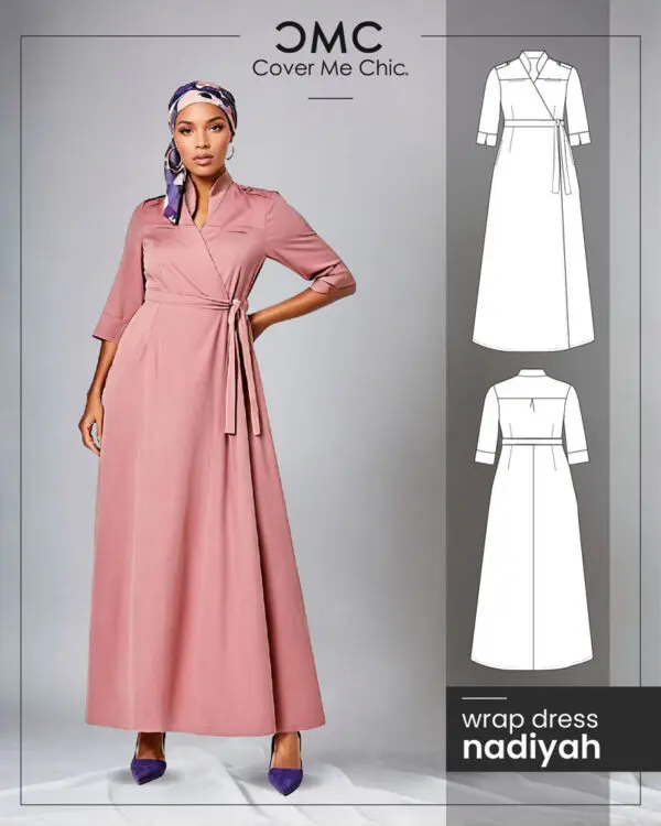 maxi wrap dress pdf pattern dusty pink