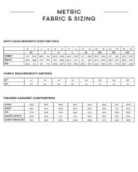 Amira top sewing pattern metric sizing