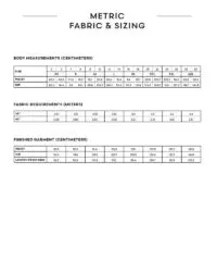 Metric fabric and sizing Adira Cargo Pant