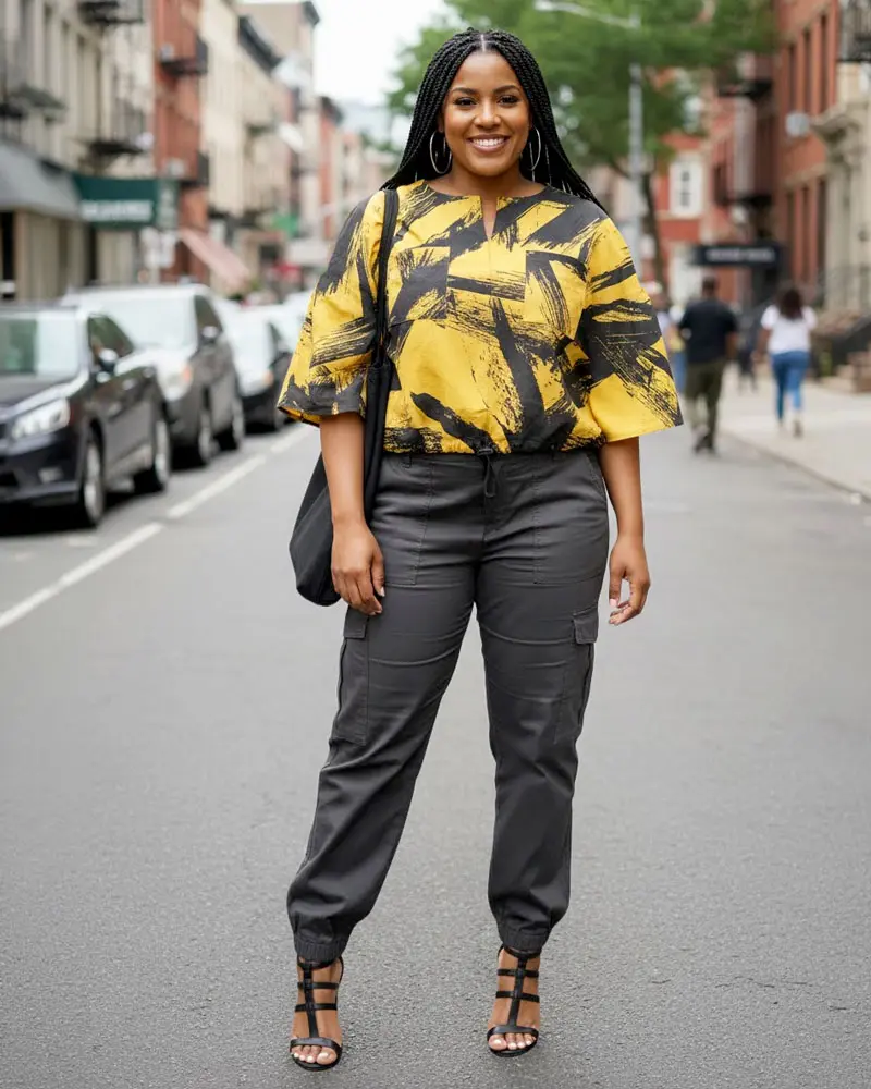 beginner friendly iman top in a bold print summer look