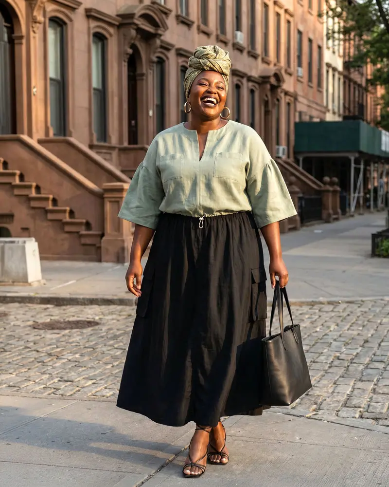 beginner friendly iman top in a linen summer look